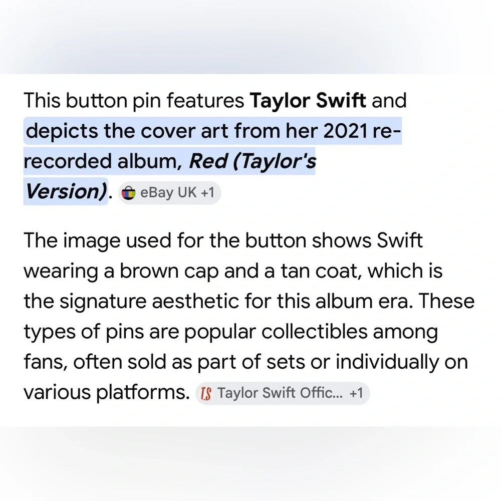$3 Add-On 🆕Taylor Swift Button Pin - Picture 2 of 10